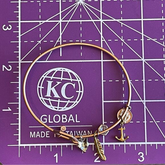 Origami Owl CORE Hexagon Bangle Bracelet Sterling Silver Charms Scorpio Feather - Picture 8 of 11